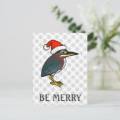 Green Heron Santa Feiertagspostkarte (Stehend Vorderseite)