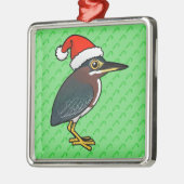Green Heron Santa Silbernes Ornament (Links)
