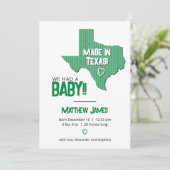 Green Herringbone Made in Texas Foto Baby Ankündigung (Stehend Vorderseite)
