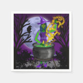 Green Hexe Cauldron Blue Moon Magic Halloween Serviette (Vorderseite)