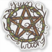 Green Hexe Earth Pentagramm Art Aufkleber (Vorderseite)