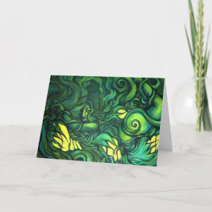 Green Hexe Goddess Illustration Pagan Druid Karte