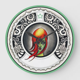 Green Hexe Große Wanduhr