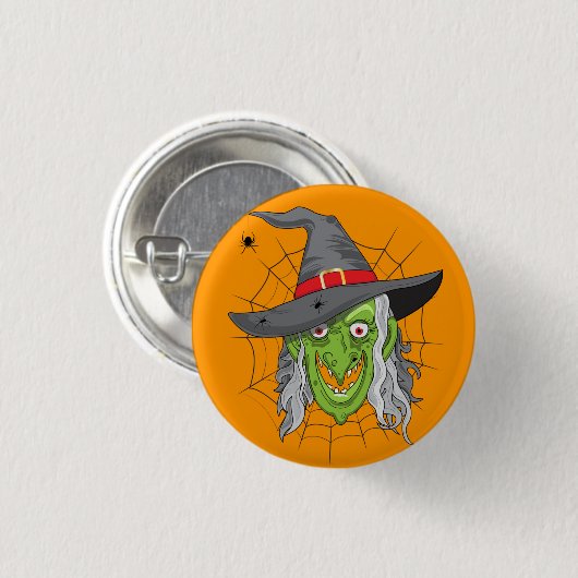 Green Hexe Halloween Button (Vorne & Hinten)
