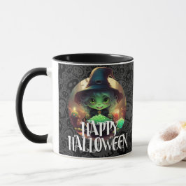 Green Hexe isst Candy Happy Halloween Tasse