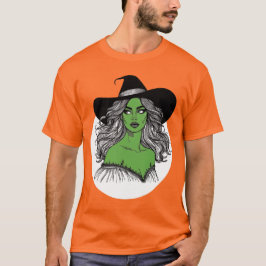 Green Hexe Line Art Spooky Jahreszeit Halloween T-Shirt