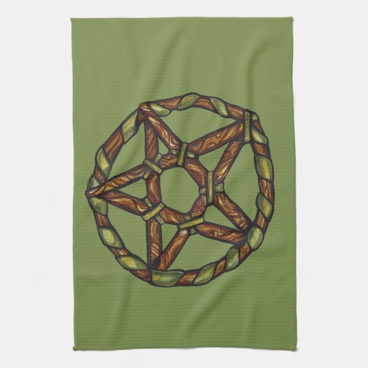 Green Hexe Pagan Pentagramm Nature Wicca Geschirrtuch (Vertikal)