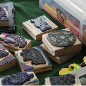 Green Hexe Pagan Pentagramm Nature Wicca Gummistempel