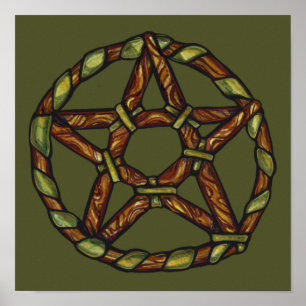 Green Hexe Pagan Pentagramm Nature Wicca Poster