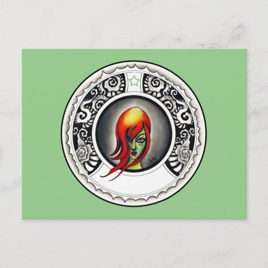 Green Hexe Postkarte (Vorderseite)