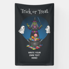 Green Hexe und Geistertrick oder Treat Halloween Banner