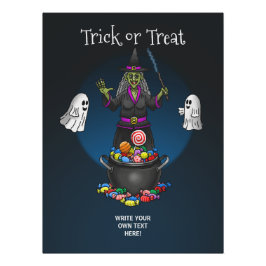 Green Hexe und Geistertrick oder Treat Halloween Poster