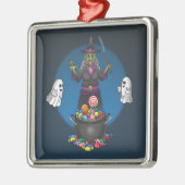 Green Hexe und Ghosts Halloween Trick oder Treat Ornament Aus Metall (Links)