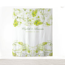 Green Hibiscus & Swallows Floral Wedding Backdrop