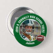 Green High School Football Foto Player Grosses Bra Button (Vorne & Hinten)