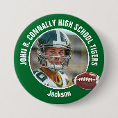 Green High School Football Foto Player Grosses Bra Button (Vorderseite)