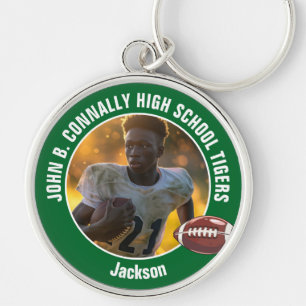 Green High School Football Player Foto Schlüsselanhänger