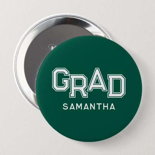 Green High School Grad Individuelle Name Abschluss Button (Vorne & Hinten)