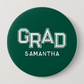 Green High School Grad Individuelle Name Abschluss Button (Vorderseite)