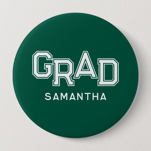 Green High School Grad Individuelle Name Abschluss Button (Vorderseite)