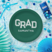 Green High School Grad Individuelle Name Abschluss Pappteller (Party)