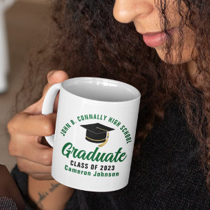Green High School Graduate Custom 2023 Abschluss Kaffeetasse