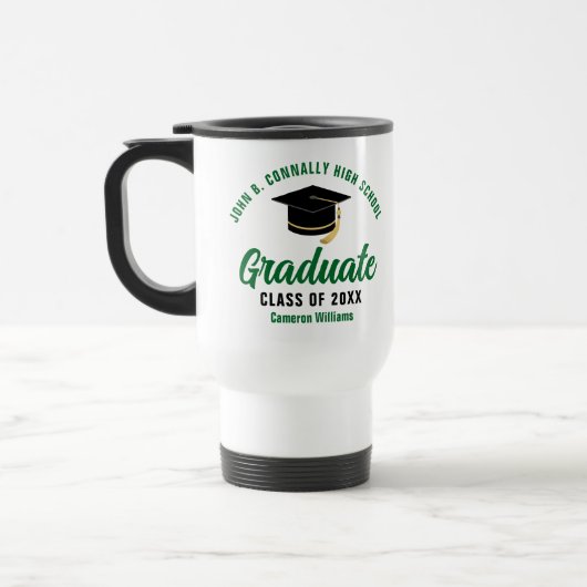 Green High School Graduate Custom 2025 Abschluss Reisebecher (Links)