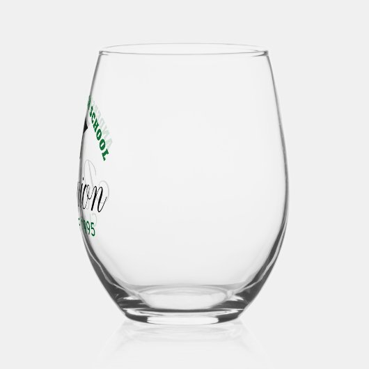 Green High School Wiedersehen Party Custom Alumni Weinglas Ohne Stiel (Links)