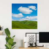 Green Hills with Blue Skies and White Clouds Poster (Heimbüro)