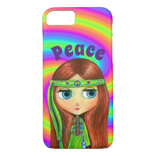 Green Hippie Doll Girl Peace Sign Headband Niedlic Case-Mate iPhone Hülle