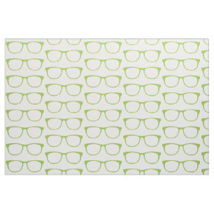 Green Hipster Geek Glasses Fabric Stoff