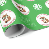 Green Hipster Holiday Fox Personalisiert Geschenkpapier (Rolleneckpunkt)