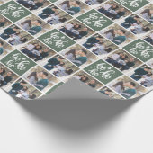 Green Ho Ho Ho Frohe Weihnachten - 3 Fotos Geschenkpapier (Ecke)