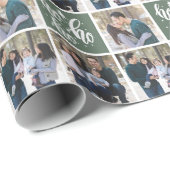 Green Ho Ho Ho Frohe Weihnachten - 3 Fotos Geschenkpapier (Rolleneckpunkt)