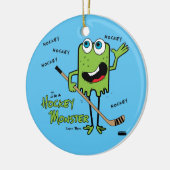 Green Hockey Monster Weihnachtsdekoration Keramik Ornament (Links)