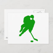 Green Hockey Player Postkarte (Vorne/Hinten)