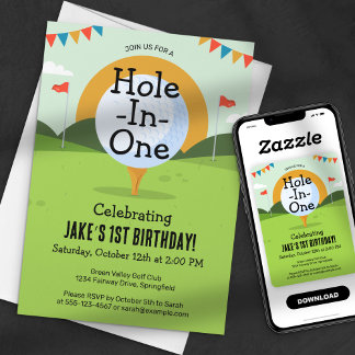 Green Hole-in-One Golf Birthday Par-T Einladung