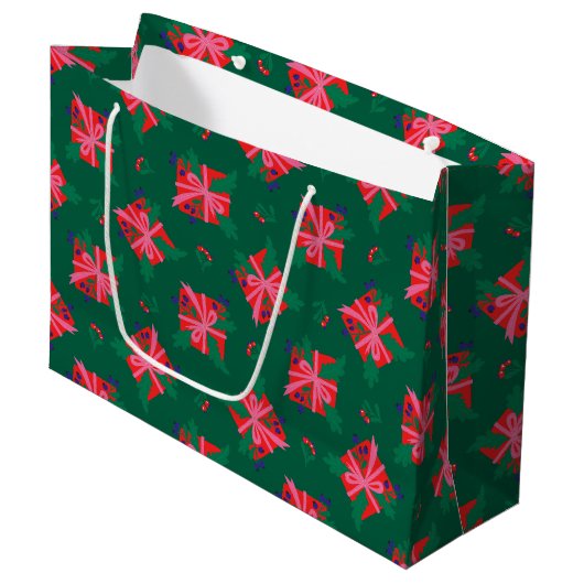 Green Holiday Geschenktasche Große Geschenktüte (Vorderseite Schrägansicht)