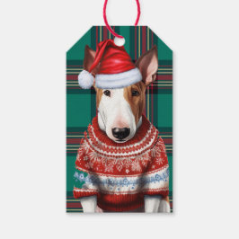 Green Holiday Kariert Bull Terrier Dog Weihnachten Geschenkanhänger