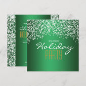 Green Holiday Party Glitzer Sparkle Einladung (Vorne/Hinten)