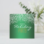 Green Holiday Party Glitzer Sparkle Einladung (Stehend Vorderseite)