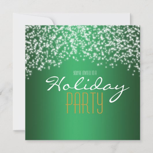 Green Holiday Party Glitzer Sparkle Einladung (Vorderseite)