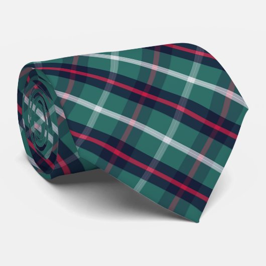 Green Holiday Plaid Tie Krawatte (Gerollt)