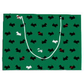 Green Holiday Scottish Terriers Gift Bag Große Geschenktüte (Rückseite)