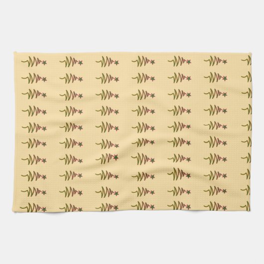 Green Holiday Scribble Tree + Star Cream Geschirrtuch (Horizontal)