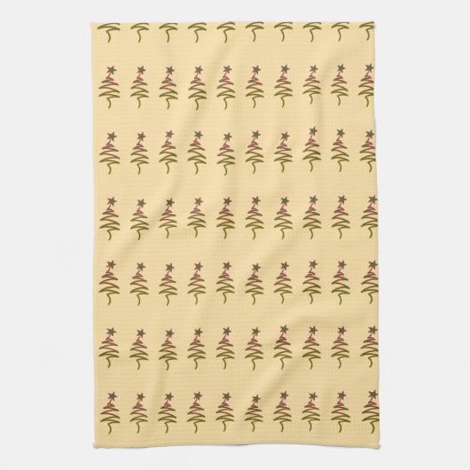 Green Holiday Scribble Tree + Star Cream Geschirrtuch (Vertikal)