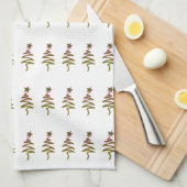Green Holiday Scribble Tree + Star White Geschirrtuch (Viertel Falte)