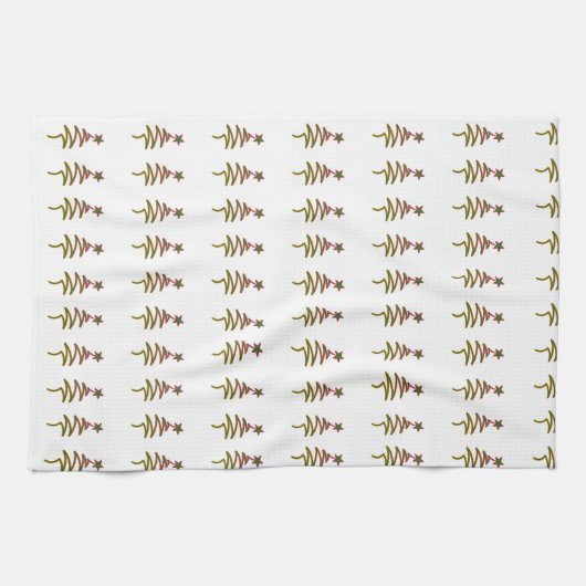 Green Holiday Scribble Tree + Star White Geschirrtuch (Horizontal)