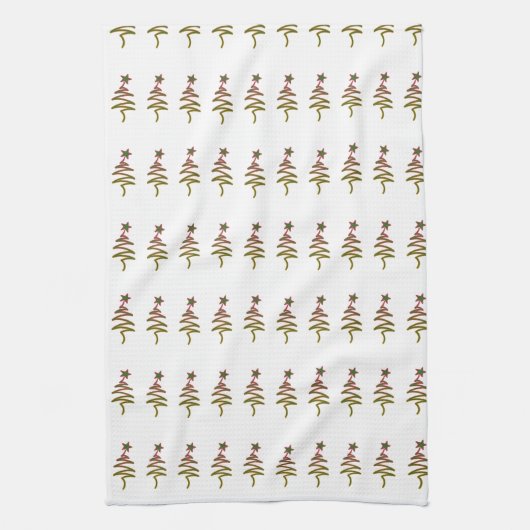 Green Holiday Scribble Tree + Star White Geschirrtuch (Vertikal)