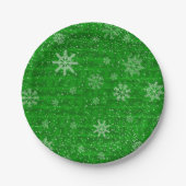 Green Holiday Snowflake Pappteller (Vorderseite)
